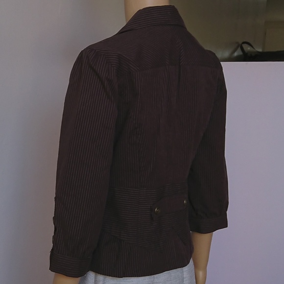 Rampage Brown Pinstripe Peplum Blazer Size M - Picture 4 of 7